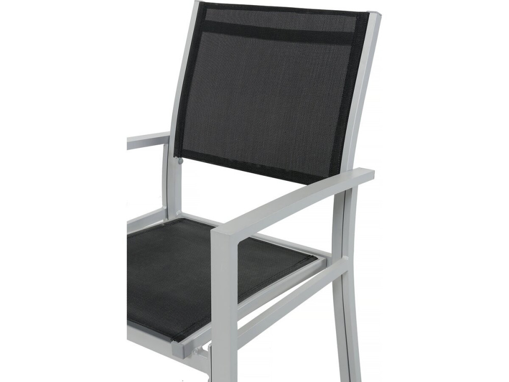Tuinset tuintafel uitschuifbaar tafel outdoor aluminium "Lagos" - Tuintafel uitschuifbaar 200/320 x 105 x 76 cm - 10 tuinstoelen - Zwart