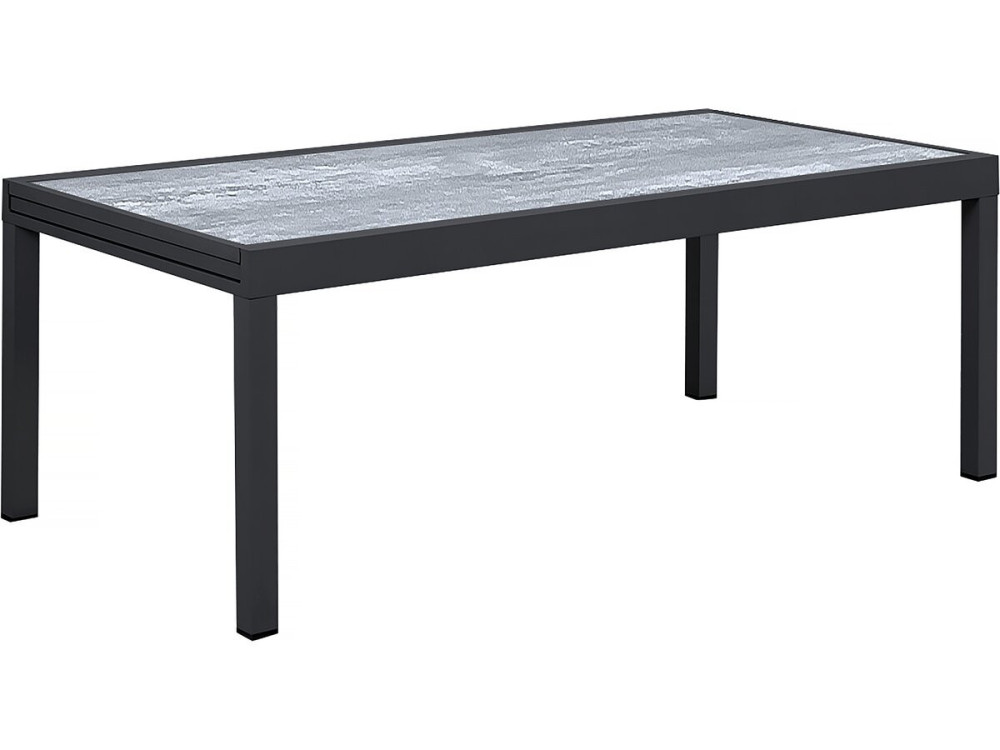 Tuinset tuintafel uitschuifbaar tafel outdoor aluminium "Lagos" - Tuintafel uitschuifbaar 200/320 x 105 x 76 cm - 12 tuinstoelen - Zwart