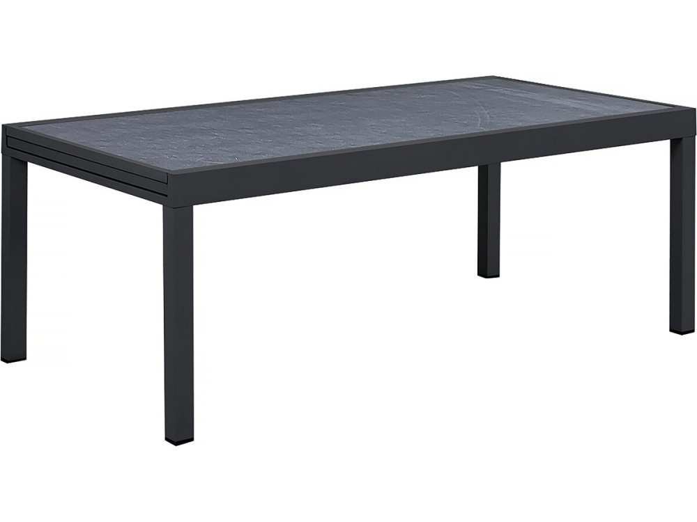 Tuinset "Lagos" - 200/320 x 105 x 76 cm - 12 stoelen - Lichtgrijs