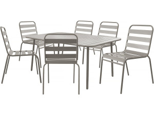 Metalen tuinmeubelset "Bilbao" - 6 zitplaatsen - Taupe