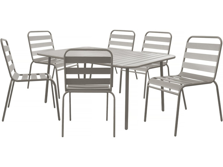 Metalen tuinmeubelset "Bilbao" - 6 zitplaatsen - Taupe
