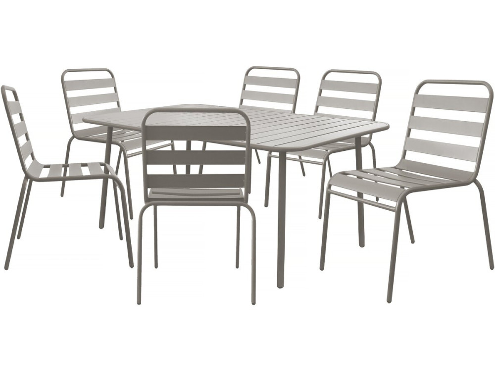 Metalen tuinmeubelset "Bilbao" - 6 zitplaatsen - Taupe