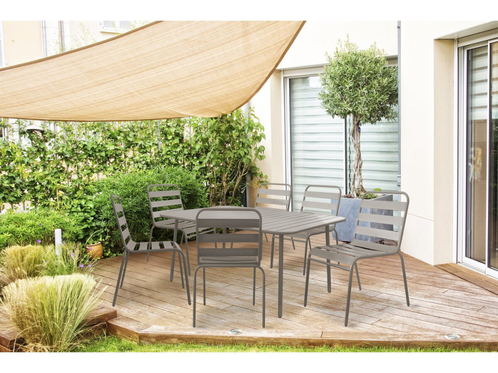Metalen tuinmeubelset "Bilbao" - 6 zitplaatsen - Taupe
