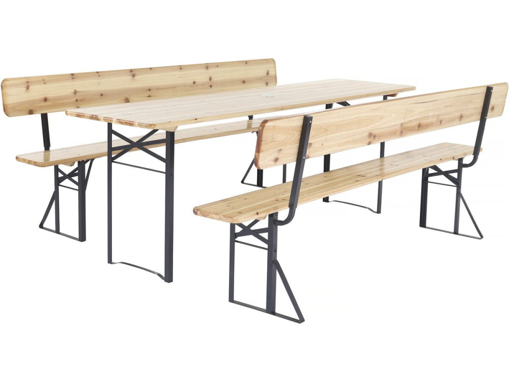 Houten brasserieset "Lisbon" tuinmeubelen met rugleuning - 220 cm - Bruin