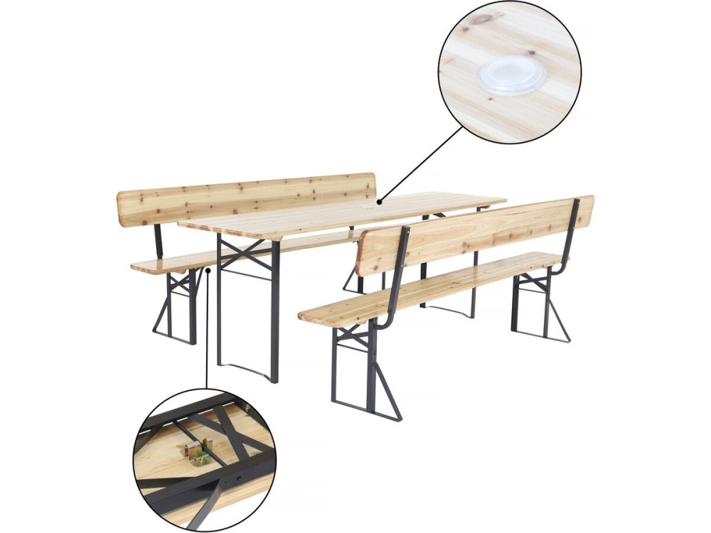 Houten brasserieset "Lisbon" tuinmeubelen met rugleuning - 220 cm - Bruin