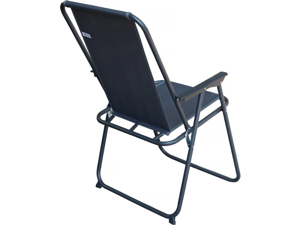 Metalen tuintafel en stoelen "Convivia" met parasol - 4 zits - Antracietgrijs