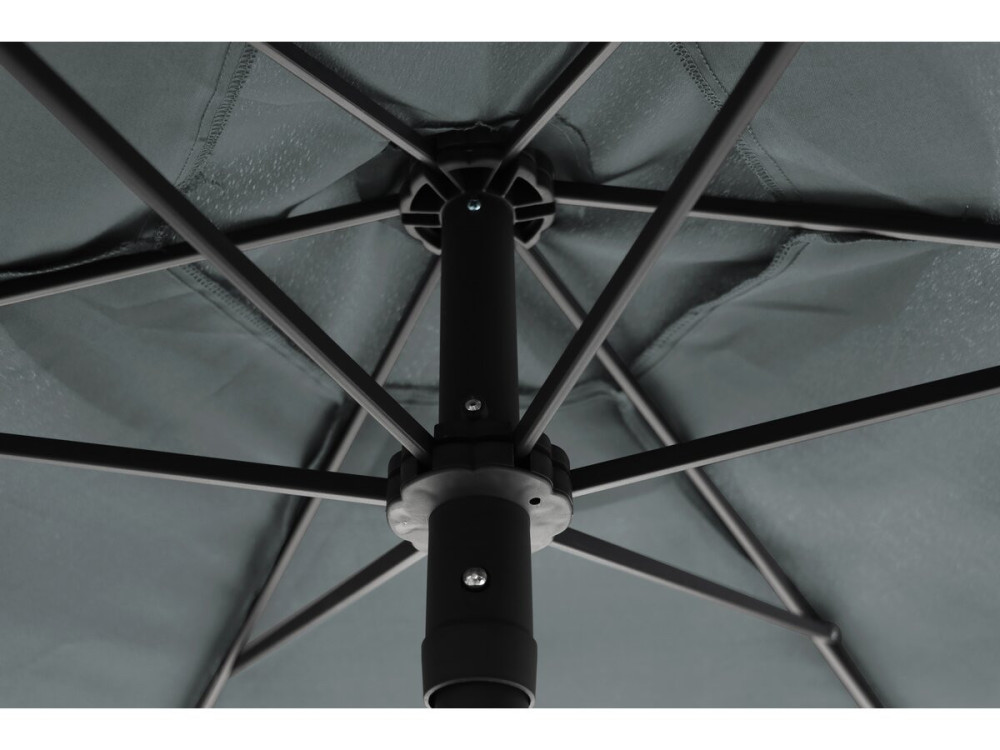 Metalen tuintafel en stoelen "Convivia" met parasol - 4 zits - Antracietgrijs