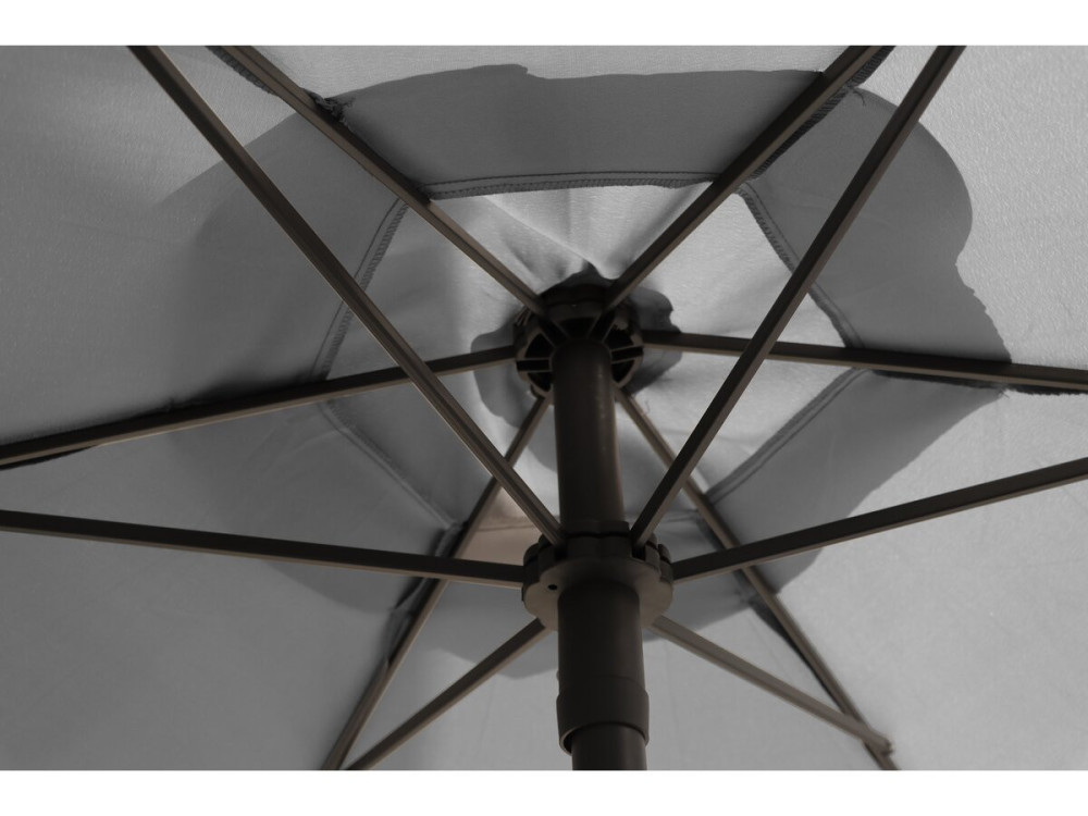 Convivia" metalen tuintafel en stoelen met parasol - 6 zits - Lichtgrijs