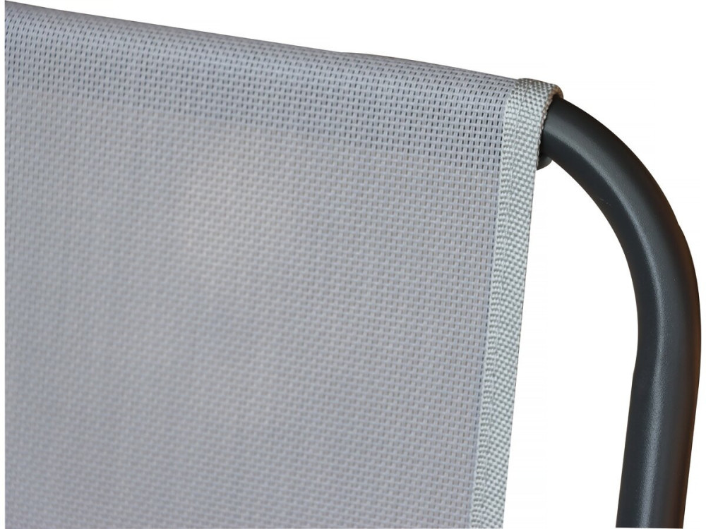 Convivia" metalen tuintafel en stoelen met parasol - 6 zits - Lichtgrijs