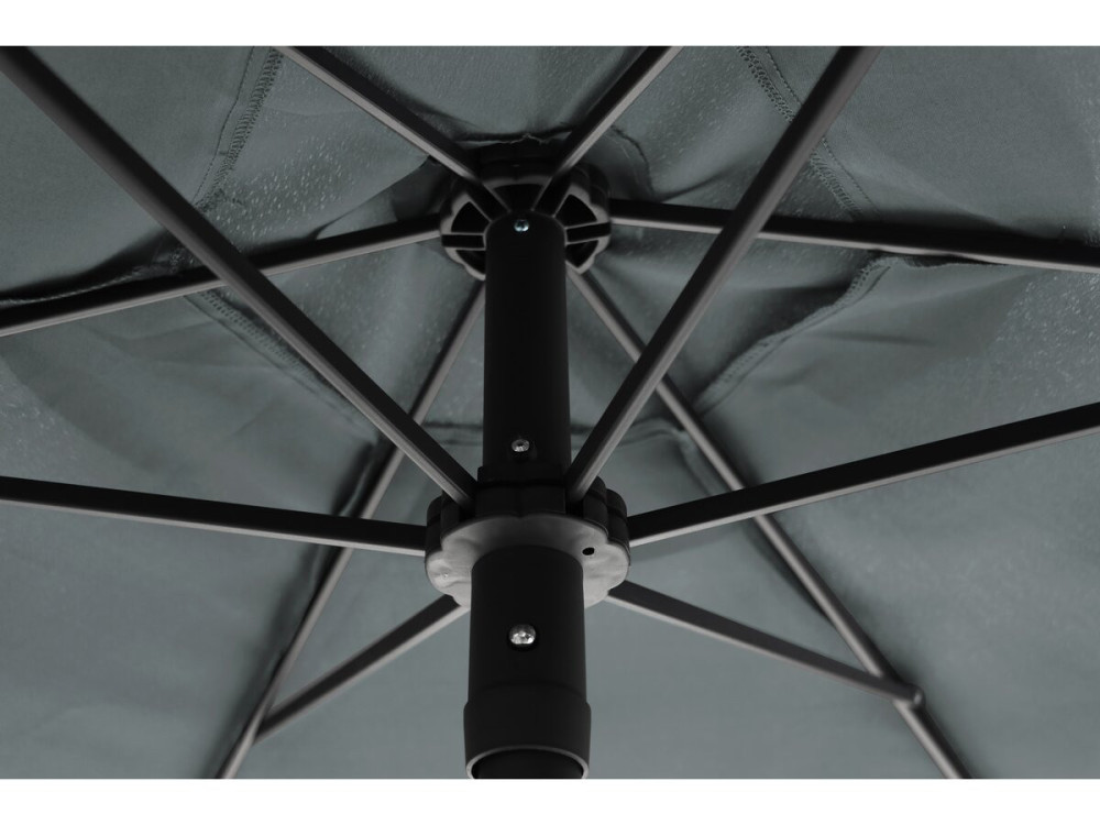 Metalen tuintafel en stoelen "Convivia" met parasol - 6 zits - Antracietgrijs