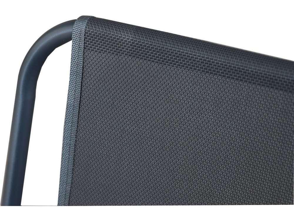 Metalen tuintafel en stoelen "Convivia" met parasol - 6 zits - Antracietgrijs