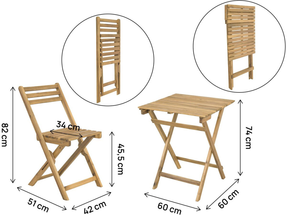 Houten tuintafel en tuinset "Aldo" - 2 zits - Bruin