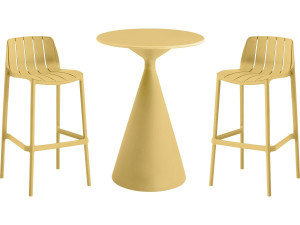 Vaena" stapelbare bistrotafel en kinderstoelen - 2 plaatsen - Geel