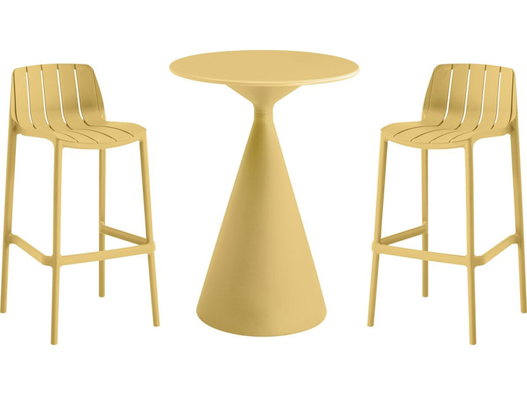Vaena" stapelbare bistrotafel en kinderstoelen - 2 plaatsen - Geel