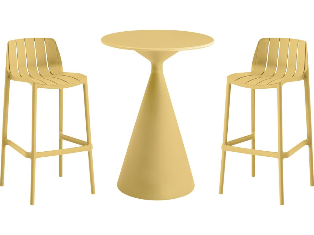 Vaena" stapelbare bistrotafel en kinderstoelen - 2 plaatsen - Geel
