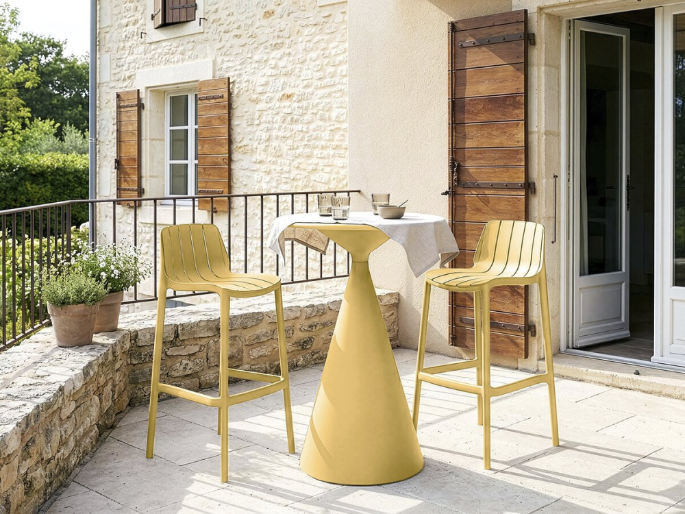 Vaena" stapelbare bistrotafel en kinderstoelen - 2 plaatsen - Geel