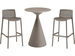 Néora" stapelbare bistro tuintafel en kinderstoelen - 2 plaatsen - Taupe