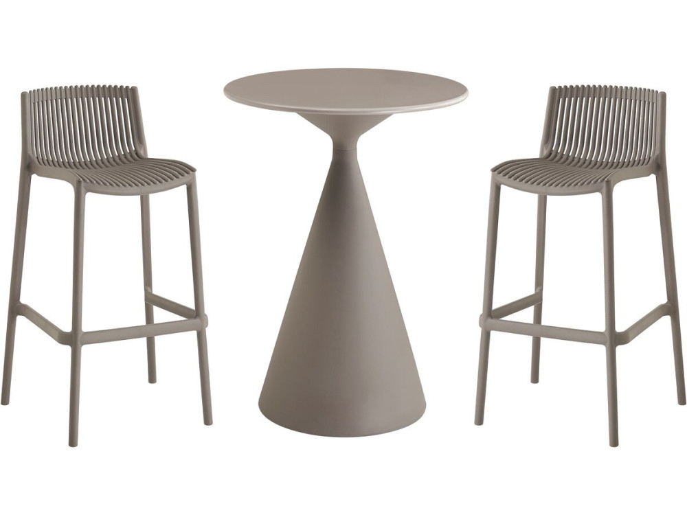 Néora" stapelbare bistro tuintafel en kinderstoelen - 2 plaatsen - Taupe