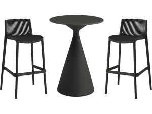 Stapelbare bistrotafel en stoelen "Néora" - 2 plaatsen - Zwart