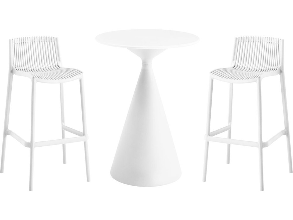 Néora" stapelbare bistro tuintafel en kinderstoelen - 2 plaatsen - Wit