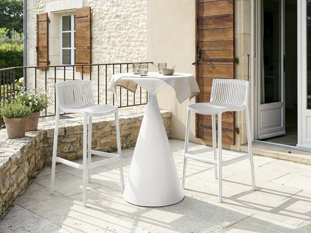 Néora" stapelbare bistro tuintafel en kinderstoelen - 2 plaatsen - Wit
