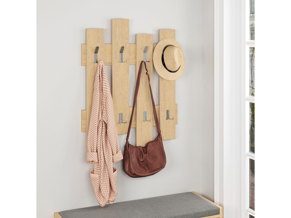 Houten wandkapstok "Wave" - 64 x 4 x 79 cm - Beige