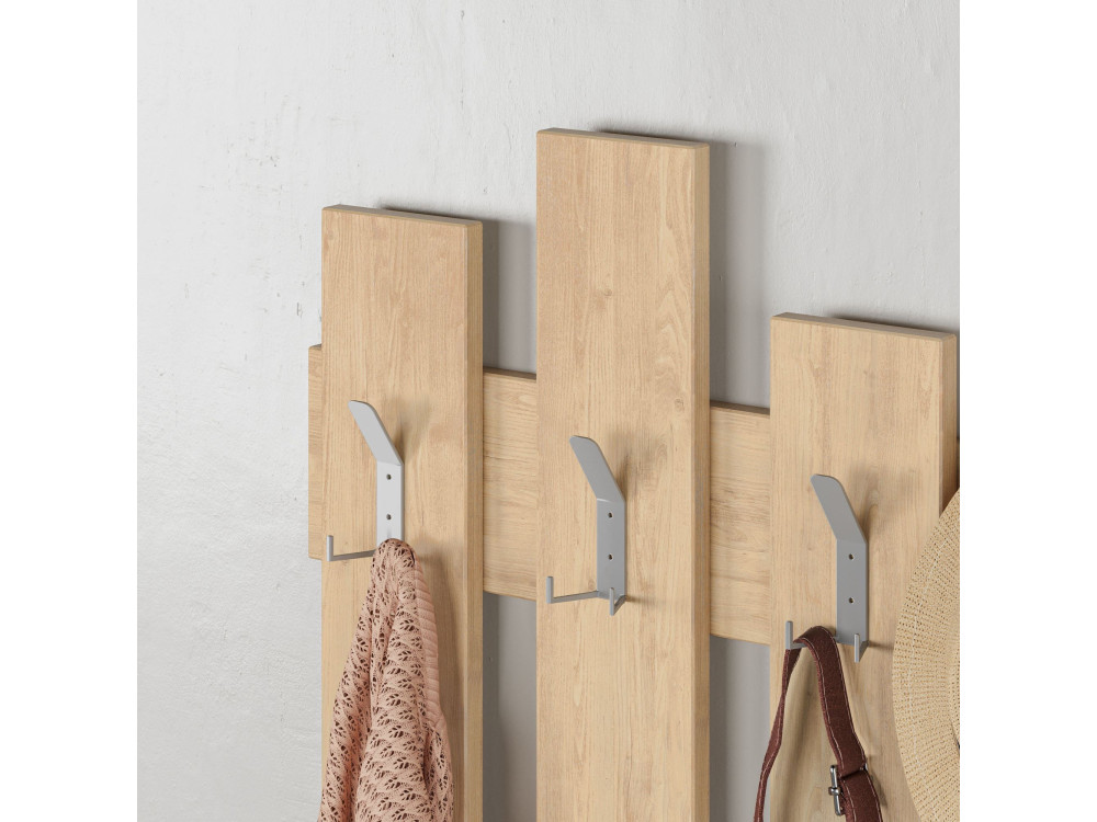 Houten wandkapstok "Wave" - 64 x 4 x 79 cm - Beige
