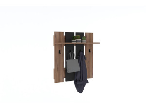Wandkapstok "Mita" met houten plank - 70 x 14 x 70 cm - Antracietgrijs
