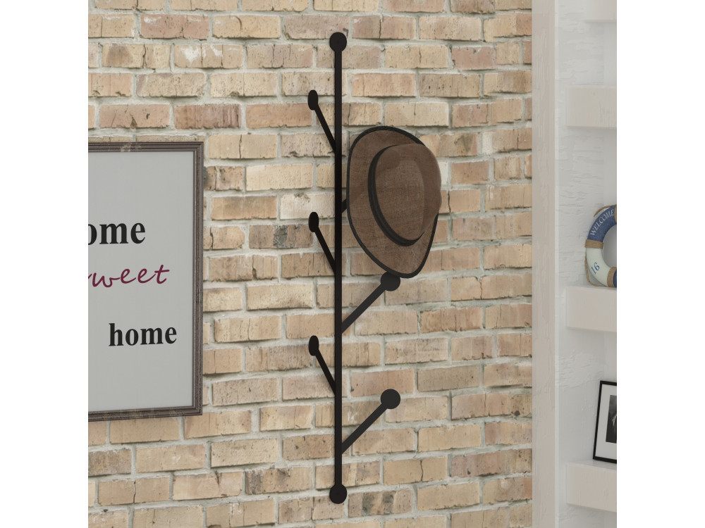 Ponpon" metalen wandkapstok - 22 x 5 x 94 cm - Zwart