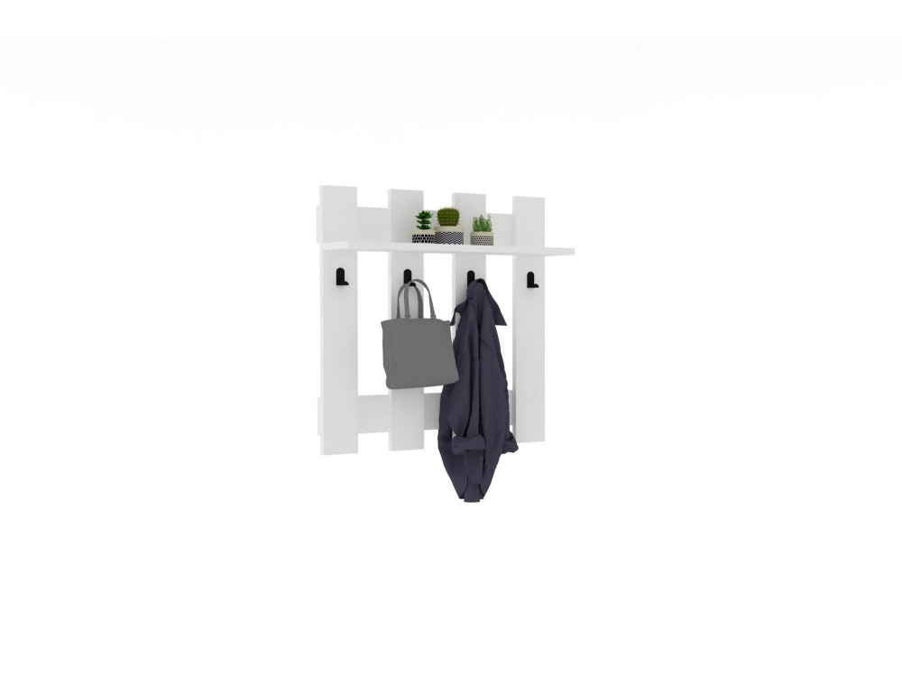 Houten wandkapstok "Carina" - 70 x 14 x 70 cm - Wit