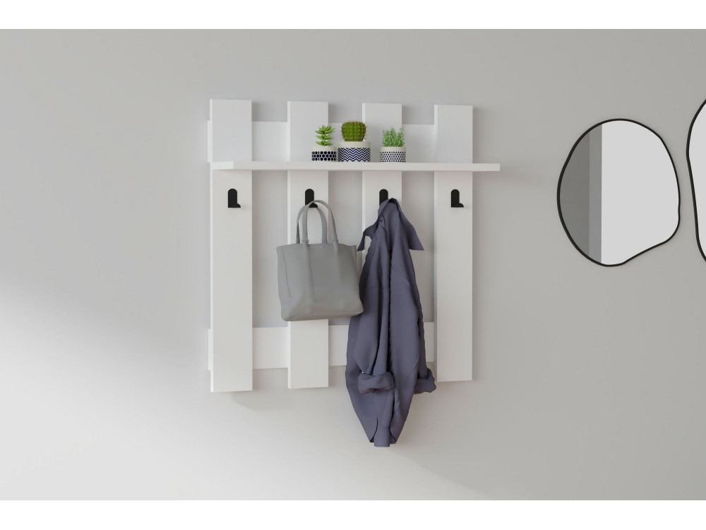 Houten wandkapstok "Carina" - 70 x 14 x 70 cm - Wit