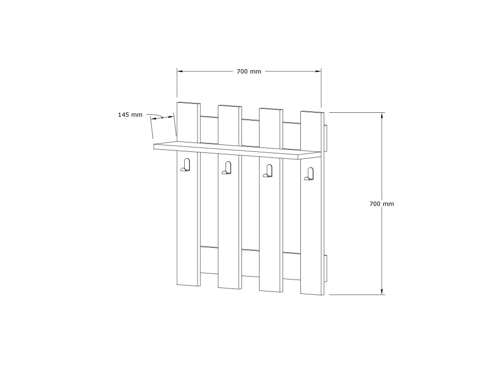 Houten wandkapstok "Carina" - 70 x 14 x 70 cm - Wit