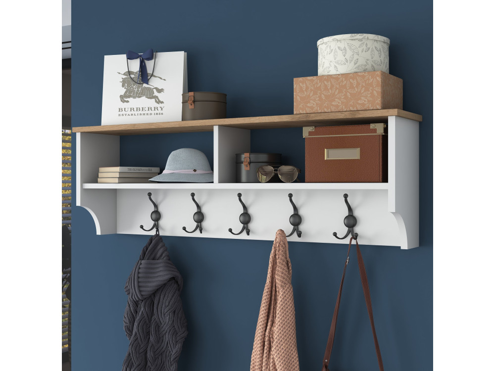 Houten kapstok "Pino" - 120 x 22 x 37 cm - Wit