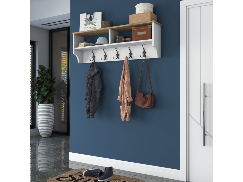 Houten kapstok "Pino" - 120 x 22 x 37 cm - Wit