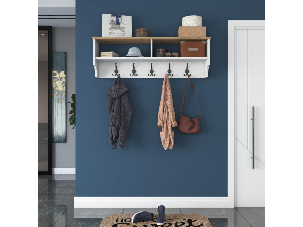 Houten kapstok "Pino" - 120 x 22 x 37 cm - Wit