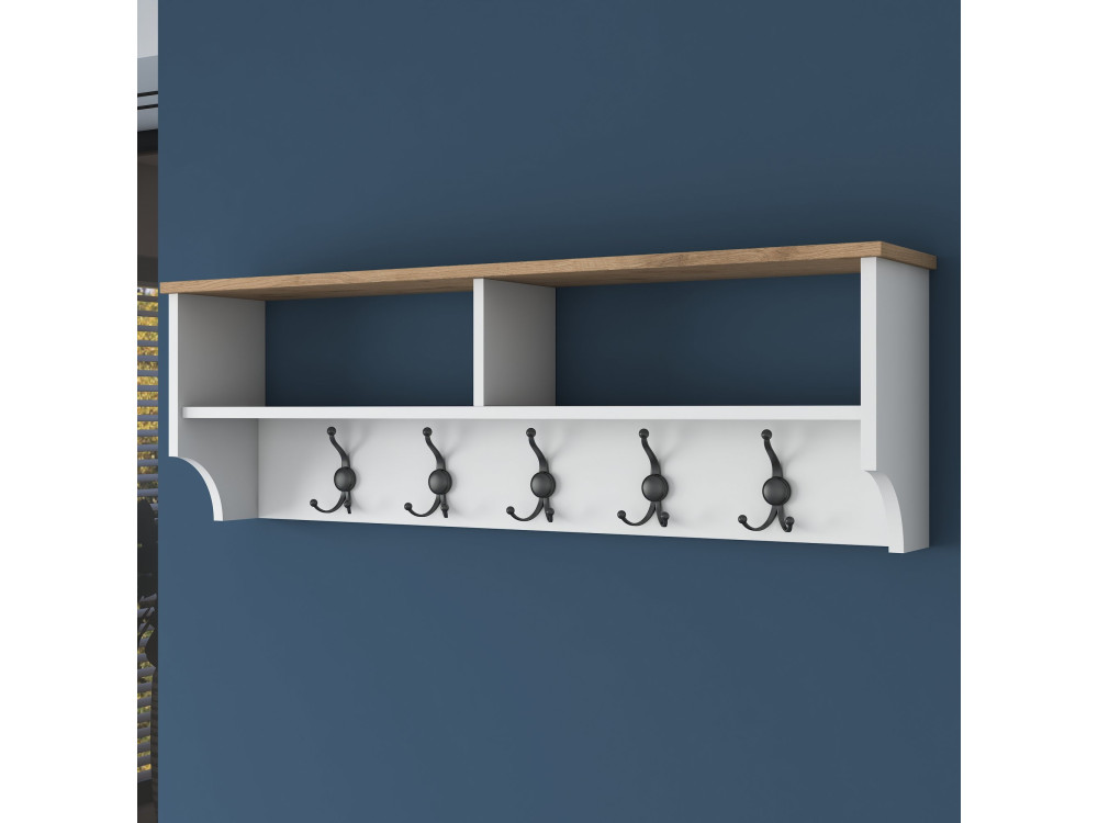 Houten kapstok "Pino" - 120 x 22 x 37 cm - Wit
