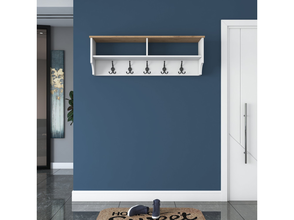 Houten kapstok "Pino" - 120 x 22 x 37 cm - Wit