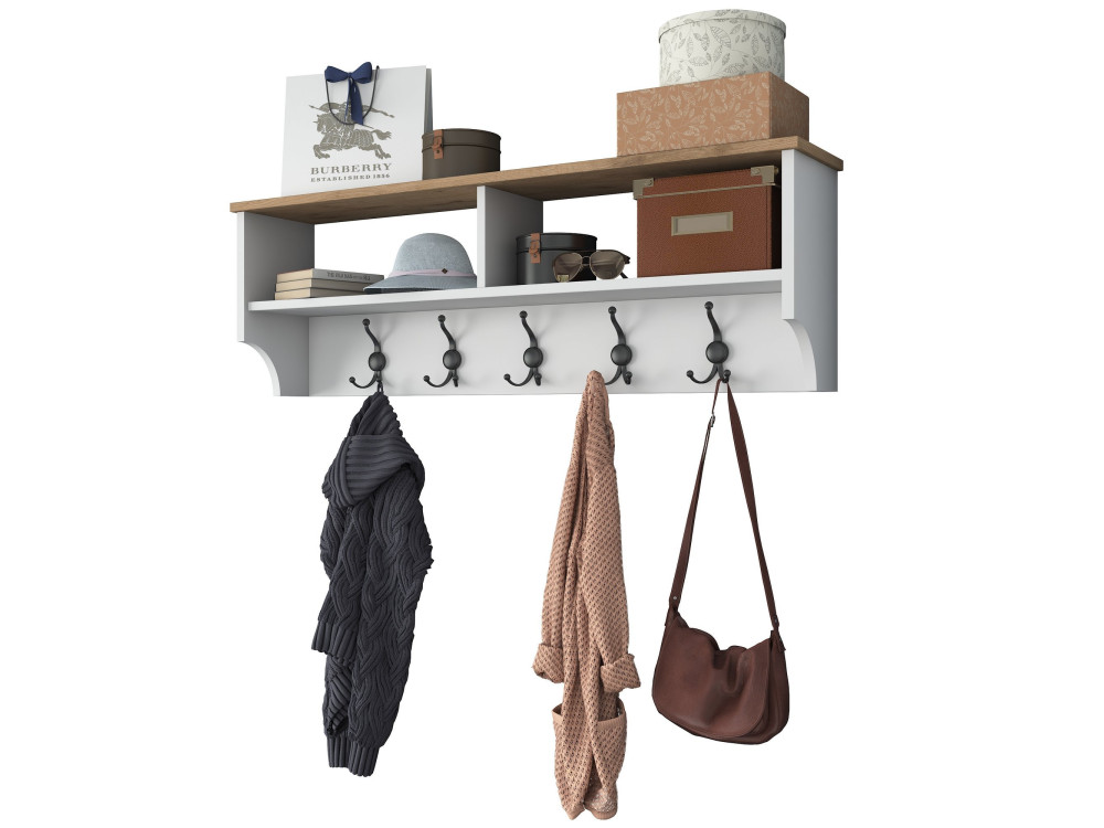 Houten kapstok "Pino" - 120 x 22 x 37 cm - Wit