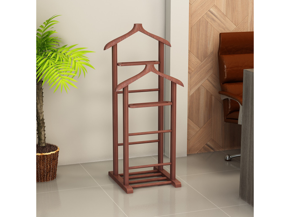 Beta" houten kledingrek - 33 x 46 x 120 cm - Bruin
