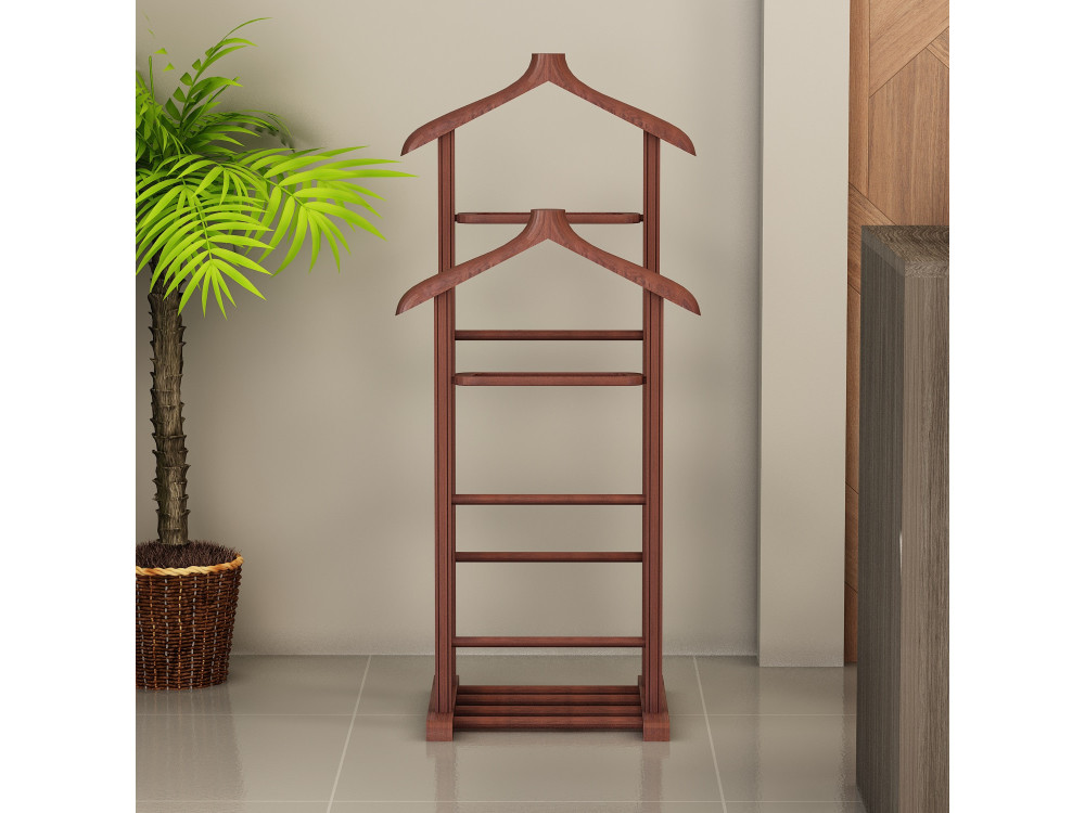Beta" houten kledingrek - 33 x 46 x 120 cm - Bruin