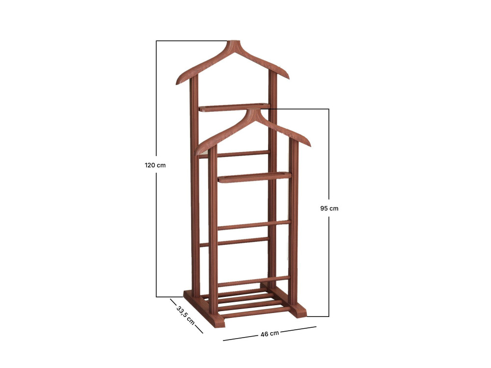 Beta" houten kledingrek - 33 x 46 x 120 cm - Bruin