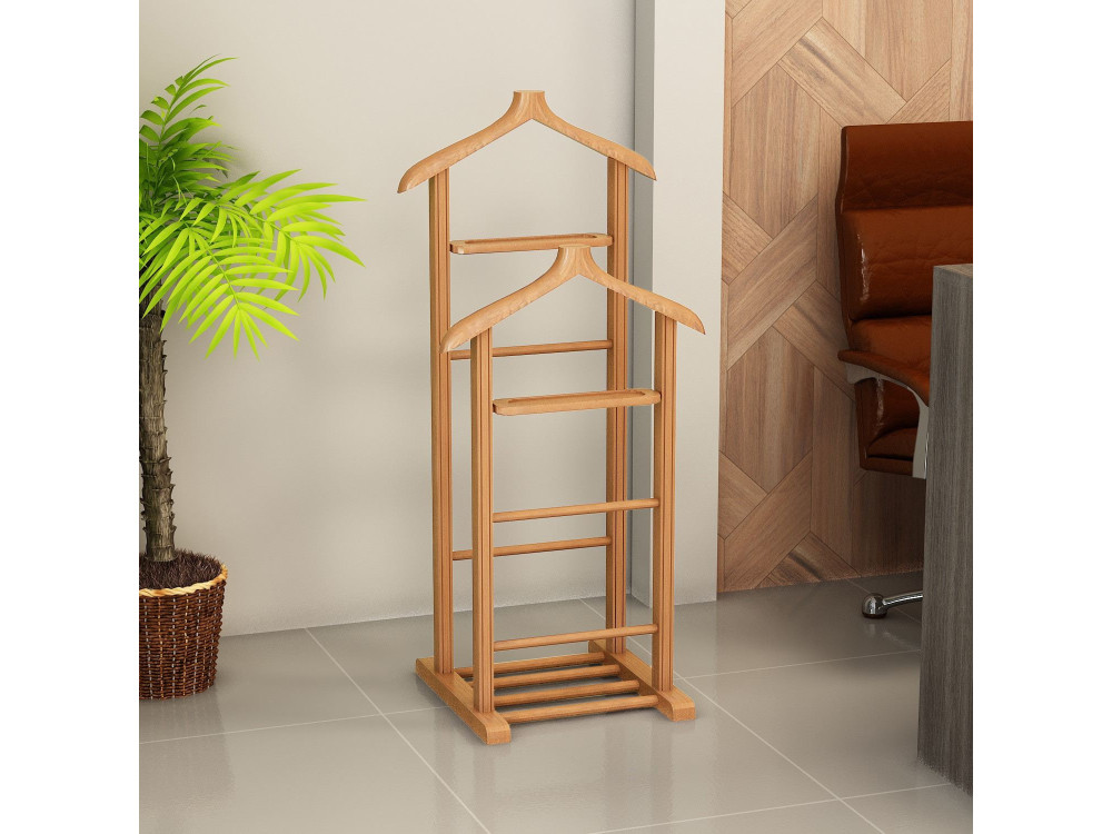Beta" houten kledingrek - 33 x 46 x 120 cm - Beige