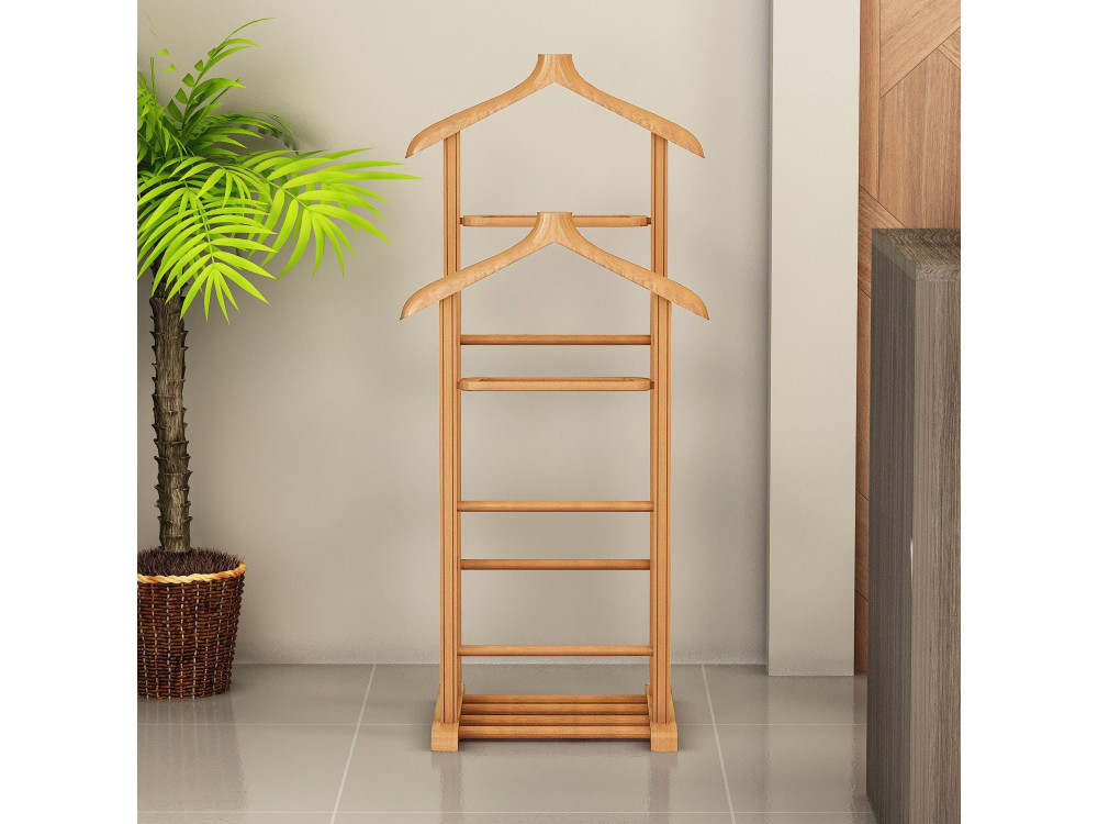Beta" houten kledingrek - 33 x 46 x 120 cm - Beige