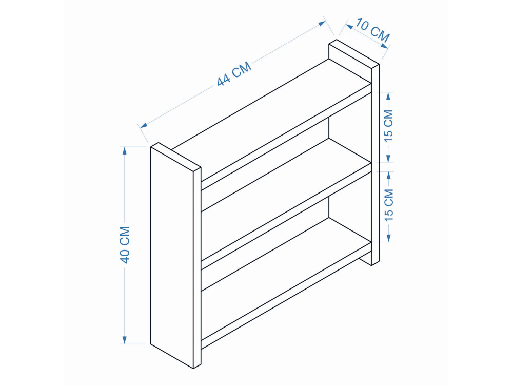 Cosmic" houten keukenplank - 44 x 10 x 40 cm - Wit