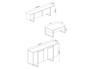 Luxe" houten loungemeubelset - 160 x 35 x 80 cm - Wit
