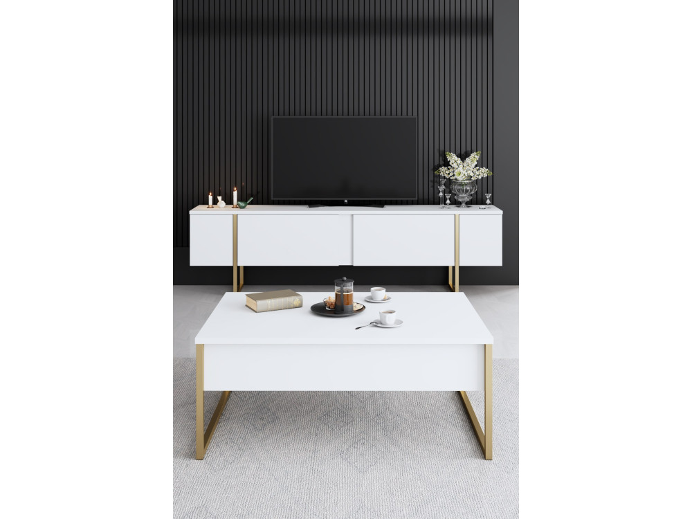 Luxe" houten loungemeubelset - 160 x 35 x 80 cm - Wit