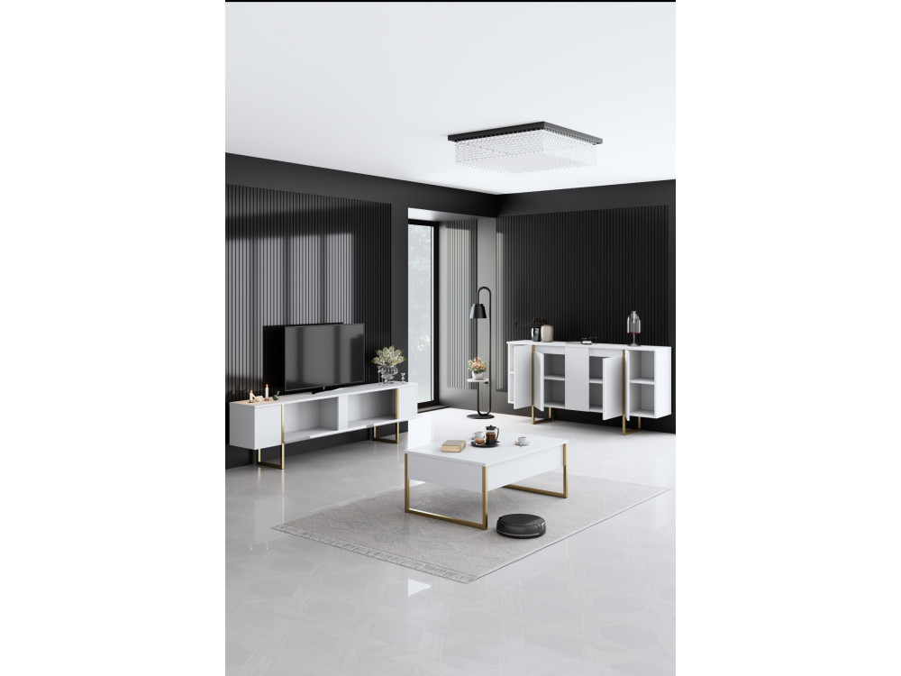 Luxe" houten loungemeubelset - 160 x 35 x 80 cm - Wit