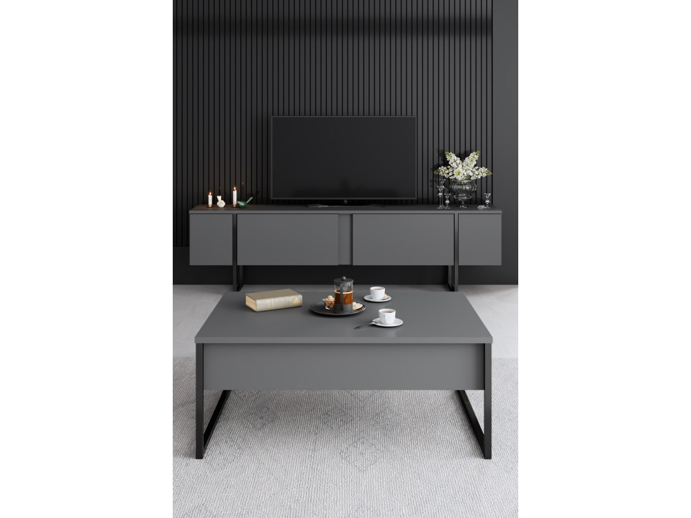 Luxe" houten loungemeubelset - 160 x 35 x 80 cm - Zwart