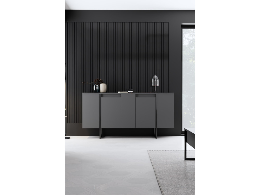 Luxe" houten loungemeubelset - 160 x 35 x 80 cm - Zwart