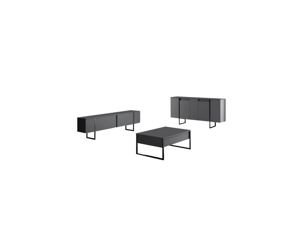 Luxe" houten loungemeubelset - 160 x 35 x 80 cm - Zwart